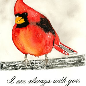 Watercolor painting of Red Bird, Cardinal painting with Bible Verse artwork, country decor,