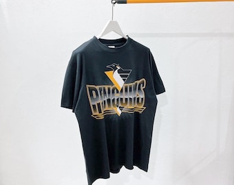 Camiseta vintage de los 90 de Delta Cotton USA/Pittsburgh Penguins de la NHL/talla L