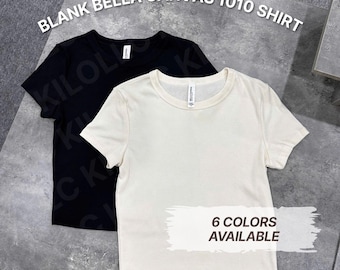 Women's Micro Rib Blank Baby Tee | Bella Canvas 1010 Y2K Crop Top | Soft Slim Fit Top | Gift For Girlfriends