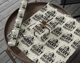Vintage Santa Christmas Wrapping Paper Roll, Festive Holiday Gift Wrap