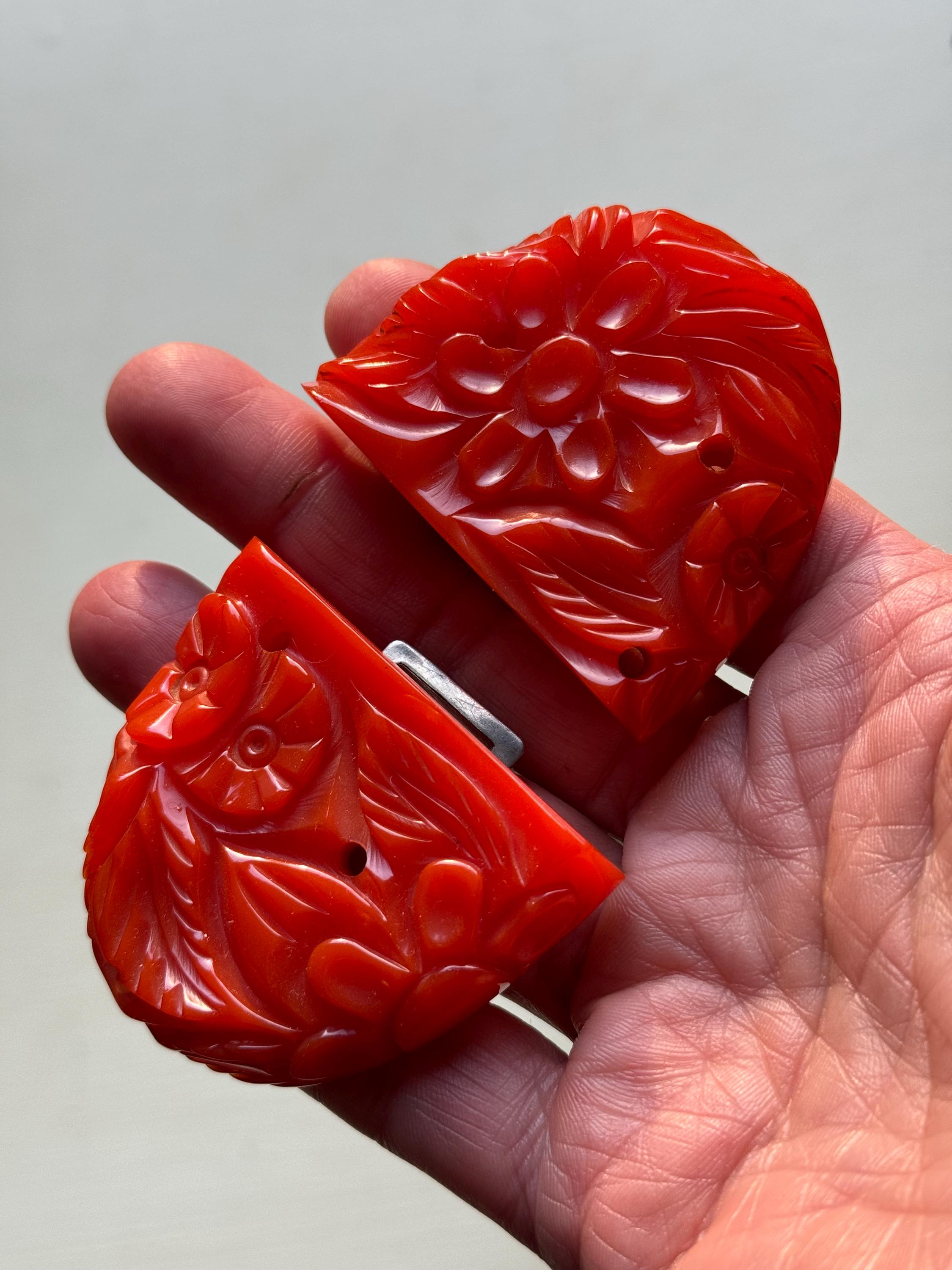 Antique Hand carved Orange Floral Authentic Bakelite belt buckle Carved Orange Bakelite Belt Buckle - Etsy main image 4