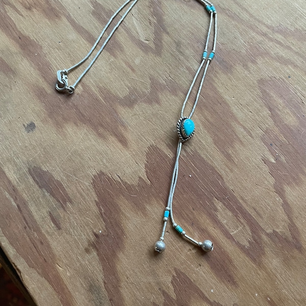 Vintage Quoc turquoise QT liquid silver necklace