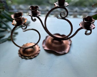 Vintage Gregorian Copper 421 Handmade Taper Candle Holders W