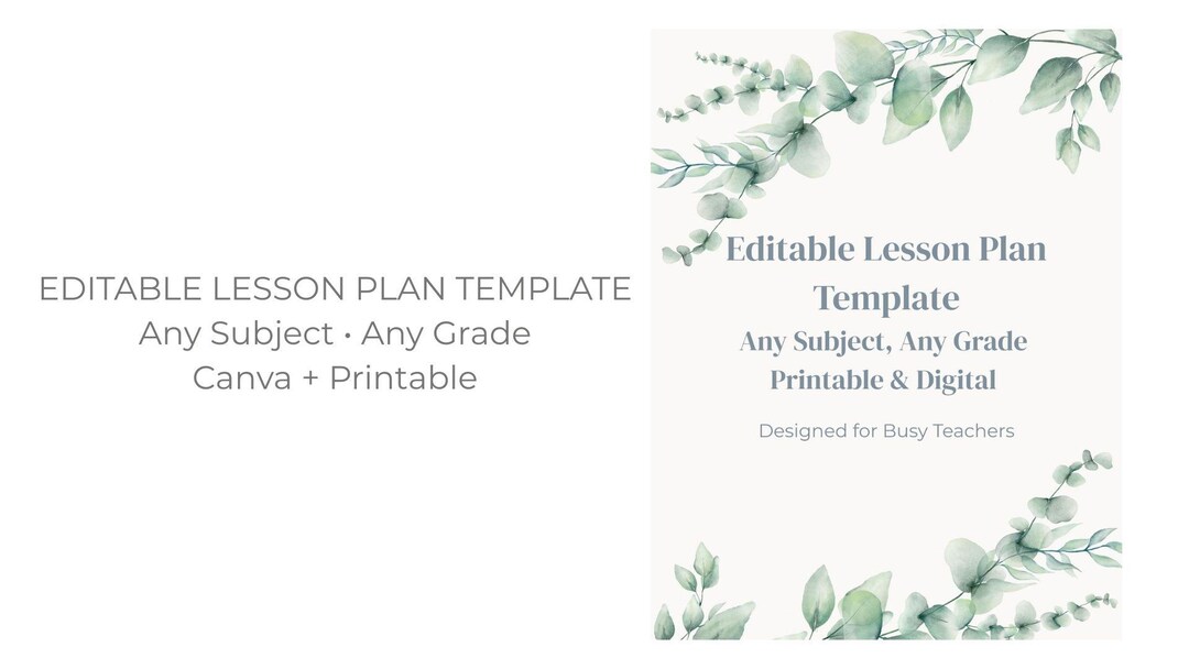 Editable Lesson Plan Template | Any Subject Any Grade | Printable ...