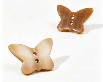 Botón de mariposa de resina, tono madera