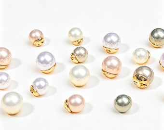 Botones de 10 mm con forma de perla, botones redondos de plástico imitación concha, botones modernos para cheongsam.