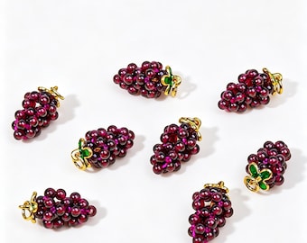 Botones con forma de uva, botón con cuentas de cristal granate rojo vino