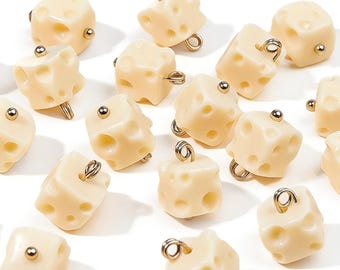 Botón pequeño de 10 mm con forma de cubo de queso, botones grabados para manualidades.