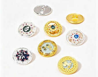 Botones de estilo vintage de 17 mm, botón de aleación de zinc, botones modernos para cheongsam.