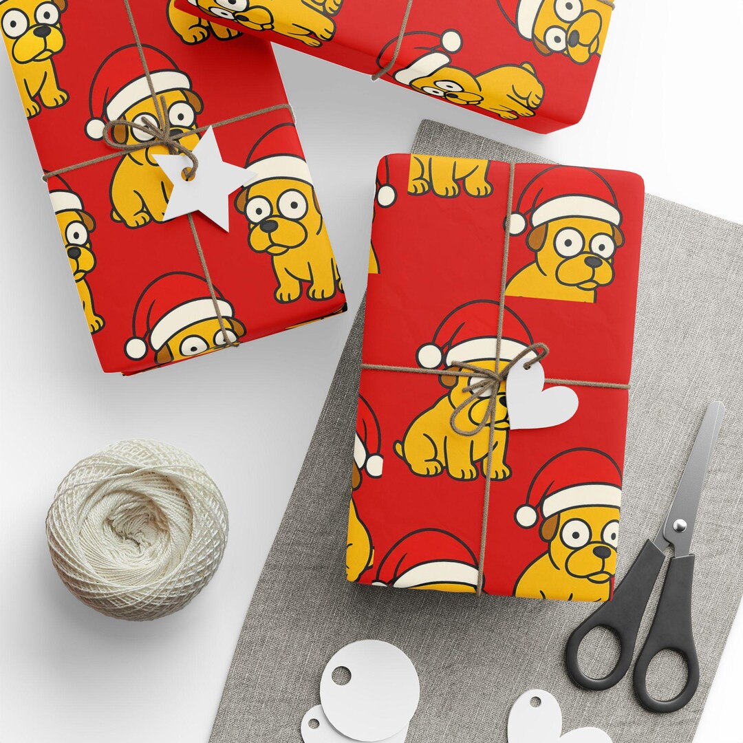 Santa Simpson Doggie Pattern Wrapping Paper | Holiday Christmas Gift ...