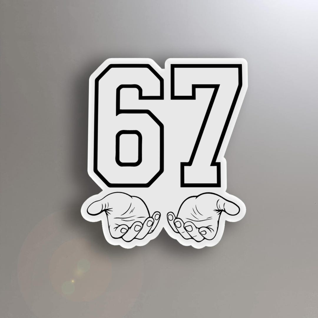 67 Sticker | Six Seven Hands Inverted | 67 Funny Meme | Waterproof ...