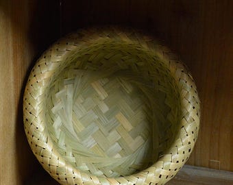 Cestino di bambù intrecciato a mano / Fruttiera rustica, decorazione Wabi Sabi