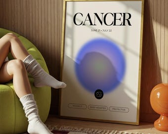 Cancer Zodiac Wall Art – Minimalist Astrology Print (Digital Download)