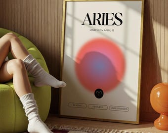 Aries Zodiac Wall Art – Minimalist Astrology Print (Digital Download)