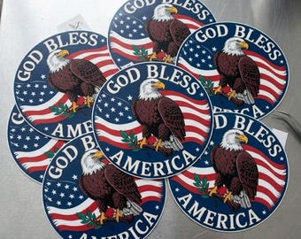 God Bless America Sticker, Bald Eagle US Flag Decal, Patriotic American Pride Vinyl, Religious USA Blessing Emblem, Waterproof Car Sticker