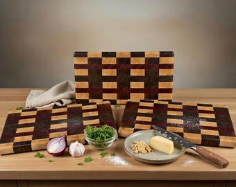 Handcrafted End-Grain Cutting Board w/ Free Personalization if Wanted | Cherry, Walnut, Padauk | Durable Everyday Board