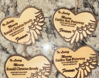 Two-Layer Wooden Memorial Ornament • Personalized Remembrance Gift • In Memory Of Ornament • Custom Name & Date • Sympathy Keepsake