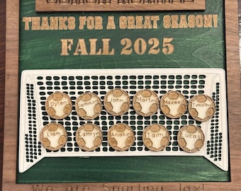 Personalized Coach Appreciation Ornament • Custom Laser-Cut Soccer Coach Gift • Team Roster Keepsake • Fall Season Gift • 5x6” Wood Engraved