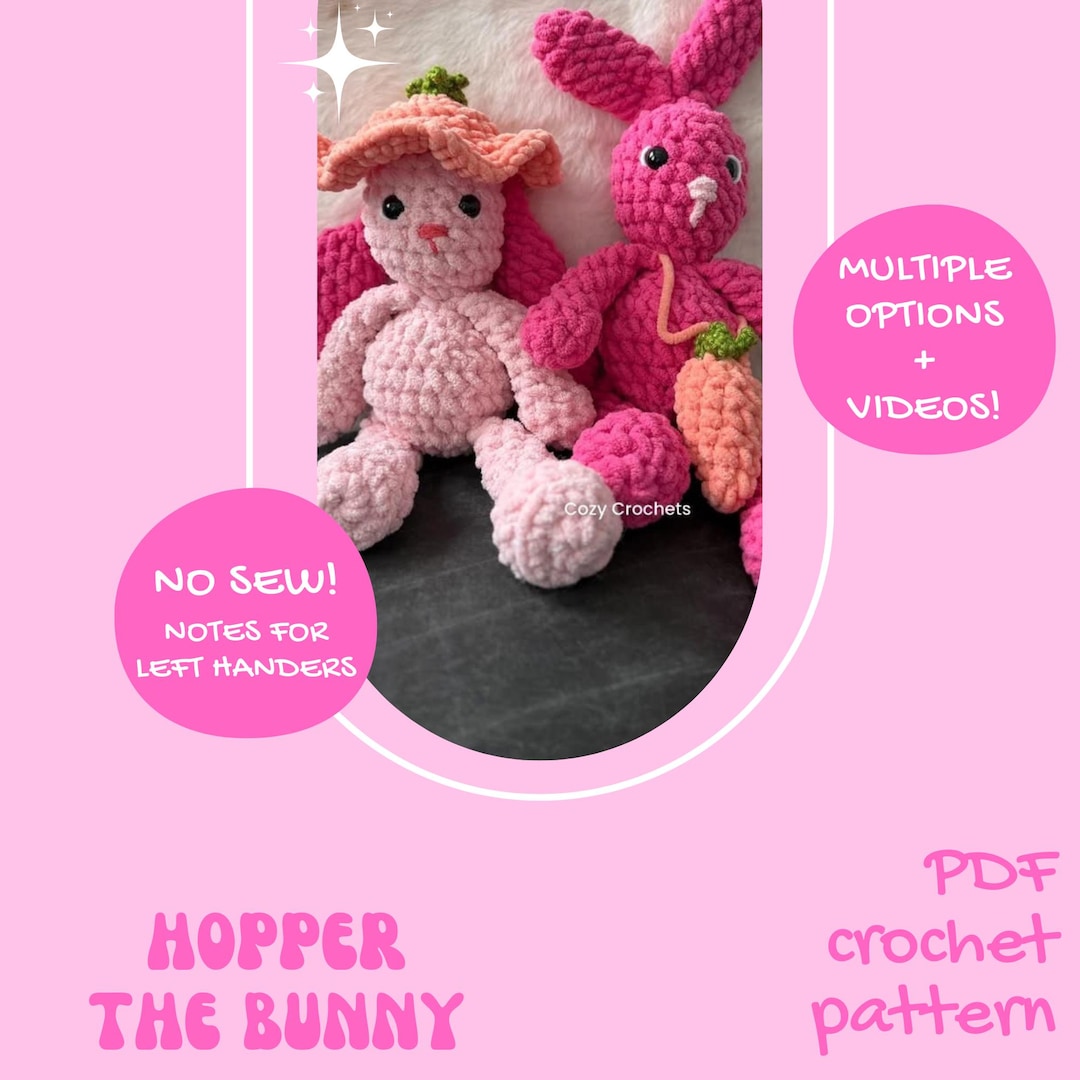 Hopper the Bunny Crochet Pattern, NO SEW Amigurumi (PDF Pattern ...