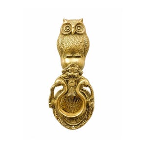 Vintage Brass Owl Door Knocker Decorative Front Door Hardware Rustic Entryway Accent
