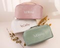 Personalized Makeup Bag with Handle, Bridesmaid Proposal Gift, Sage Green Toiletry Bag, Custom Cosmetic Case, Wedding Party Favor