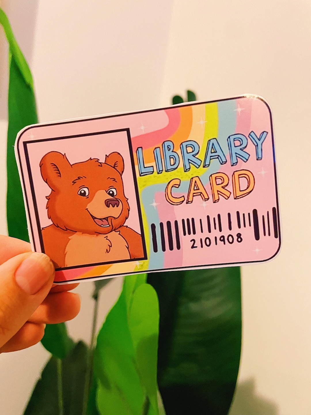 Little Bear Library Card Sticker - Etsy