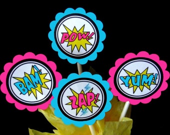 INSTANT DOWNLOAD - Printable  SuperGirl Cupcake Toppers  & Favor Tags - Superhero Birthday