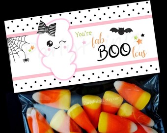 INSTANT DOWNLOAD - fab-Boo-lous - Ghost - Halloween Treat Bag Toppers - Printable - pdf - jpg