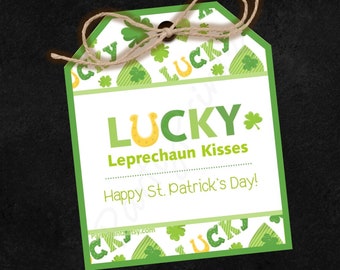 INSTANT DOWNLOAD - Printable - Tags - Lucky Leprechaun Kisses - St. Patrick's Day - pdf - jpg