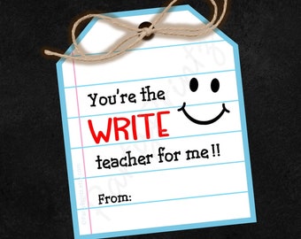 INSTANT DOWNLOAD - Printable - Tags B - Thank You - WRITE Teacher - pdf - jpg