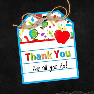 INSTANT DOWNLOAD Printable Tags Thank You Teacher pdf jpg image 1