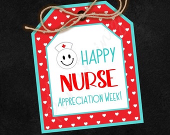INSTANT DOWNLOAD - Afdrukbaar - Tags - Happy Nurse Appreciation Week - pdf - jpg