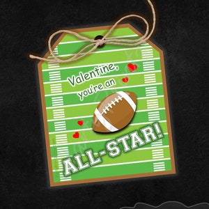 Valentine Printable Treat Bag Tag - INSTANT DOWNLOAD - All Star - Football - Valentine - pdf - jpg