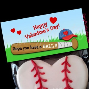 Valentine Printable Treat Bag Topper INSTANT DOWNLOAD Hope you have a Ball Baseball image 1