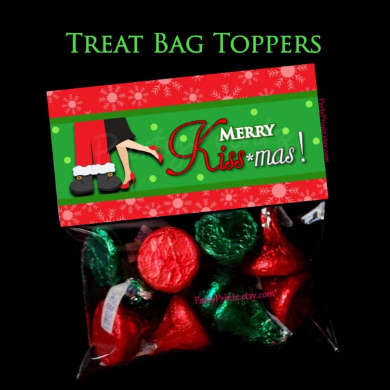 INSTANT DOWNLOAD - Merry Kiss-mas - Treat Bag Toppers - Christmas ...