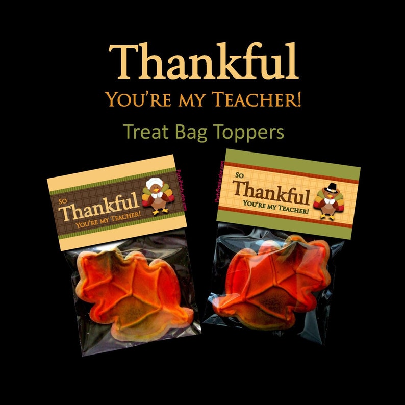 INSTANT DOWNLOAD Thankful You're My Teacher Treat Bag Toppers Fall, Autumn, Thanksgiving image 1