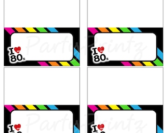 INSTANT DOWNLOAD - Printable 80&#39;s - Food - Place Cards - Favor Tags
