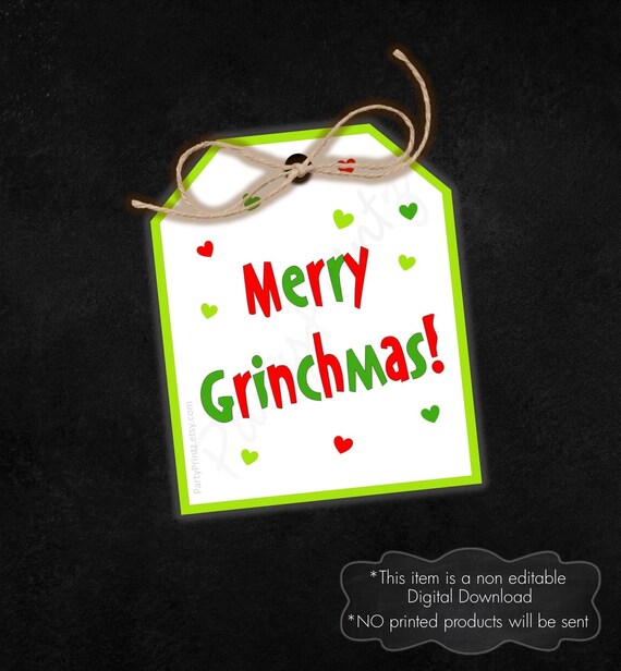 INSTANT DOWNLOAD - Printable - Tags - Merry Grinchmas - pdf - jpg Il_570xn