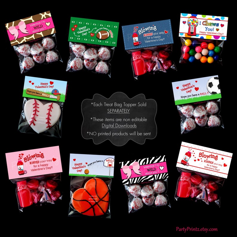 Valentine Printable Treat Bag Topper INSTANT DOWNLOAD Basketball Valentine's Day image 8