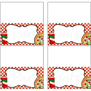 INSTANT DOWNLOAD Printable Pizza Party Food Cards Place Cards Favor Tags image 1