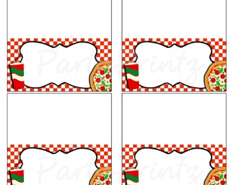 INSTANT DOWNLOAD - Printable Pizza Party - Food Cards - Place Cards - Favor Tags