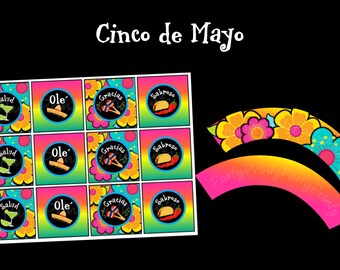 INSTANT DOWNLOAD - Printable - Cinco de Mayo Cupcake Toppers & Wrappers Set