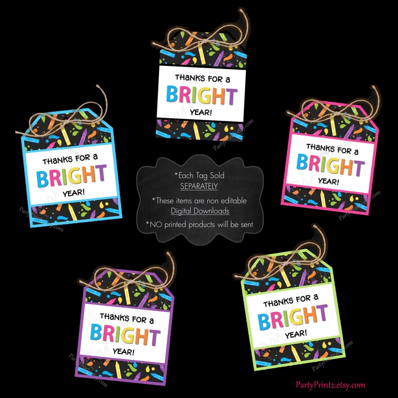 INSTANT DOWNLOAD Afdrukbaar Tags Bedankt Leraar Bright Year pdf jpg afbeelding 10