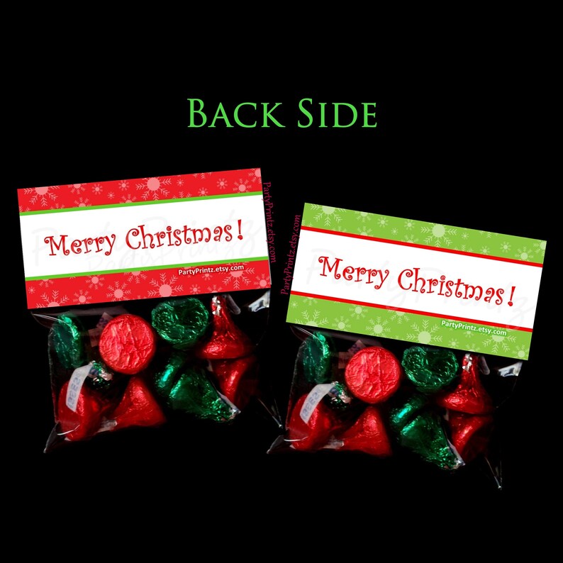 INSTANT DOWNLOAD Elf Kisses Printable Treat Bag Toppers Merry Christmas image 2