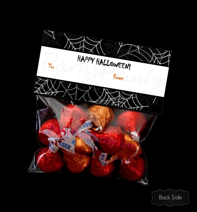 INSTANT DOWNLOAD Printable Bugs & Kisses Halloween Treat Bag Toppers pdf jpg image 2