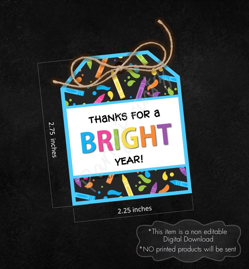 INSTANT DOWNLOAD Afdrukbaar Tags Bedankt Leraar Bright Year pdf jpg afbeelding 2