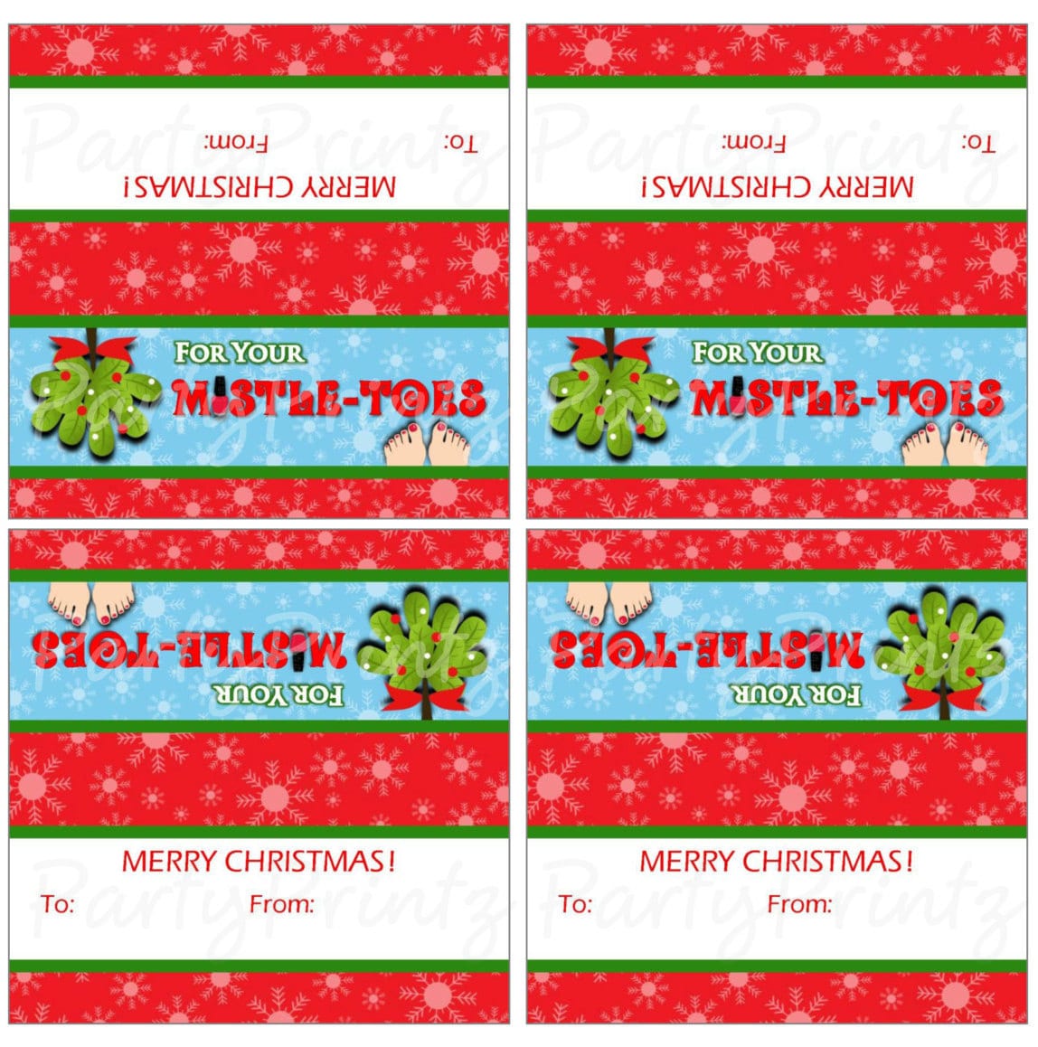 INSTANT DOWNLOAD - Mistletoes - Treat Bag Toppers - Christmas - Happy ...