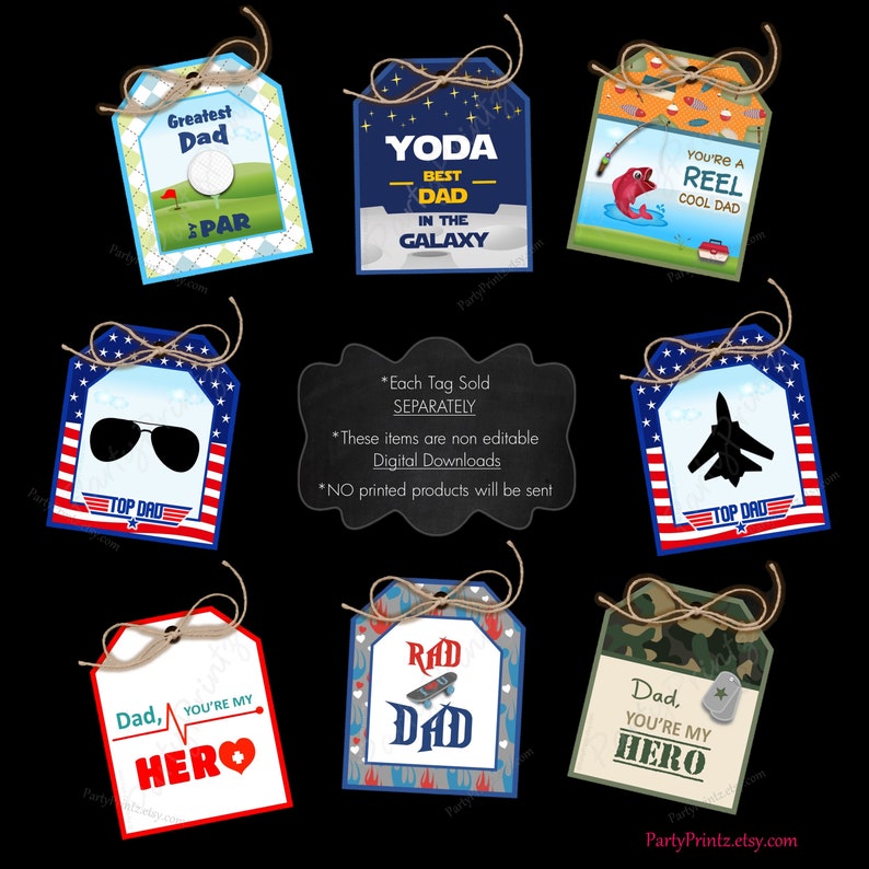 INSTANT DOWNLOAD Afdrukbaar Militaire held papa Vaderdag Tags pdf jpg afbeelding 9