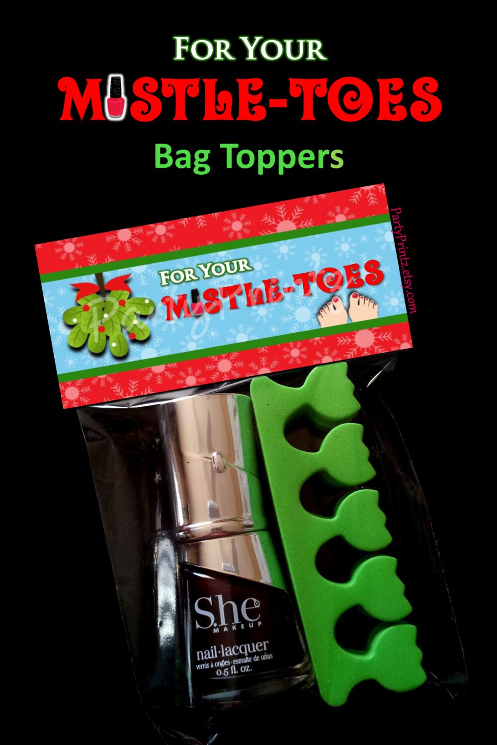 INSTANT DOWNLOAD - Mistletoes - Treat Bag Toppers - Christmas - Happy ...