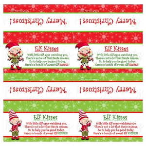 INSTANT DOWNLOAD - Elf Kisses - Printable Treat Bag Toppers - Merry ...